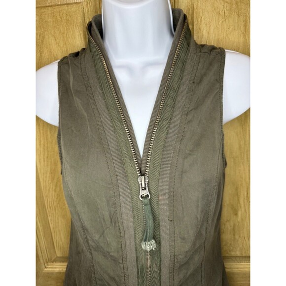 Monoreno Boho Grunge Lagenlook Utility Dress Army Green Zip Small S - Picture 2 of 6
